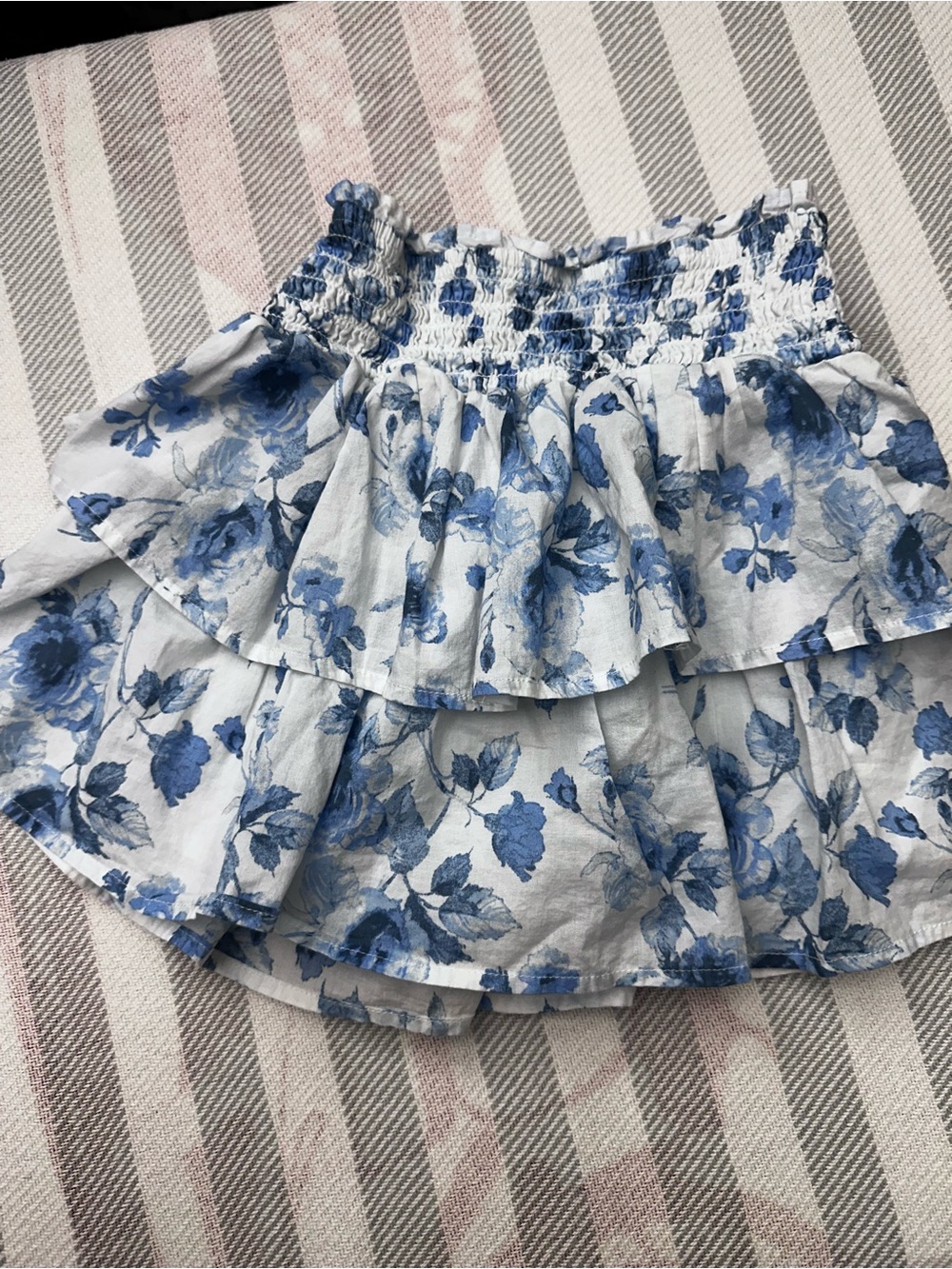 art class Blue Floral Ruffle Tiered Skirt
